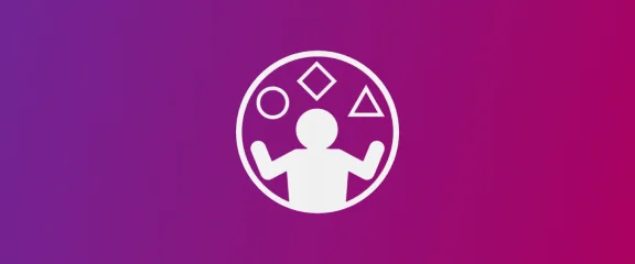 Icono morado y blanco con una persona, que representa el replanteamiento de los recursos de recuperación para desarrollar nuevas habilidades.